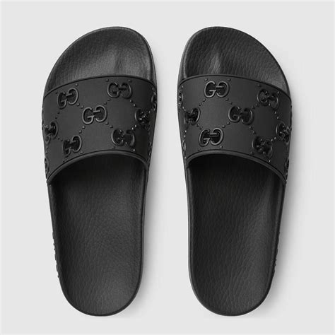 women gucci slides black|gucci slides black worn.